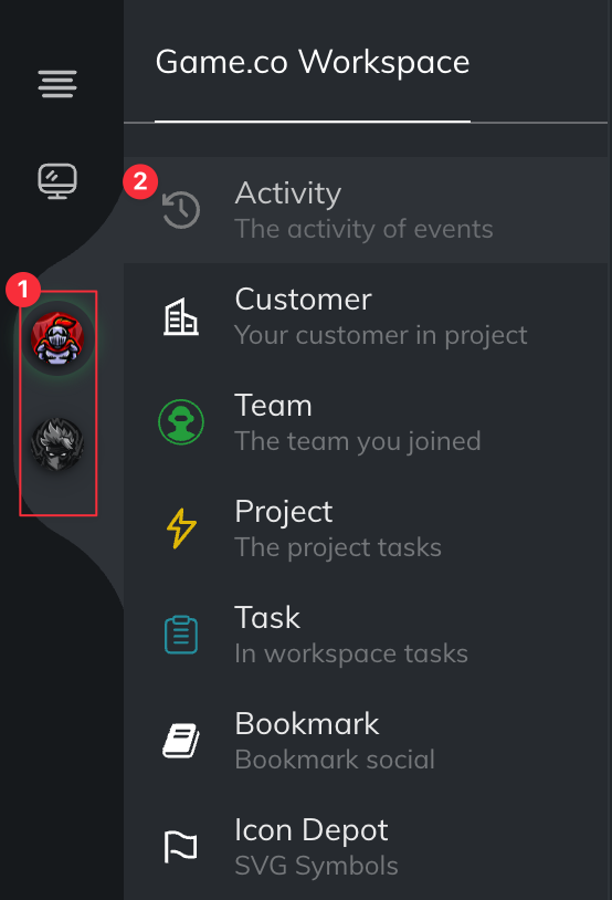 Activity in menu