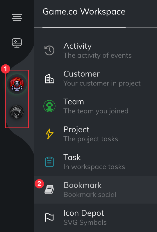 Bookmark in menu